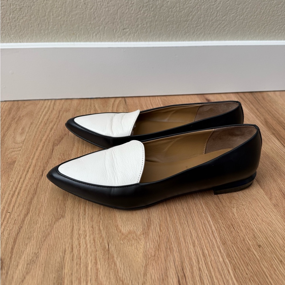 Everlane Leather The Modern Point Loafers Flats Black White Size 9 - Picture 11 of 12